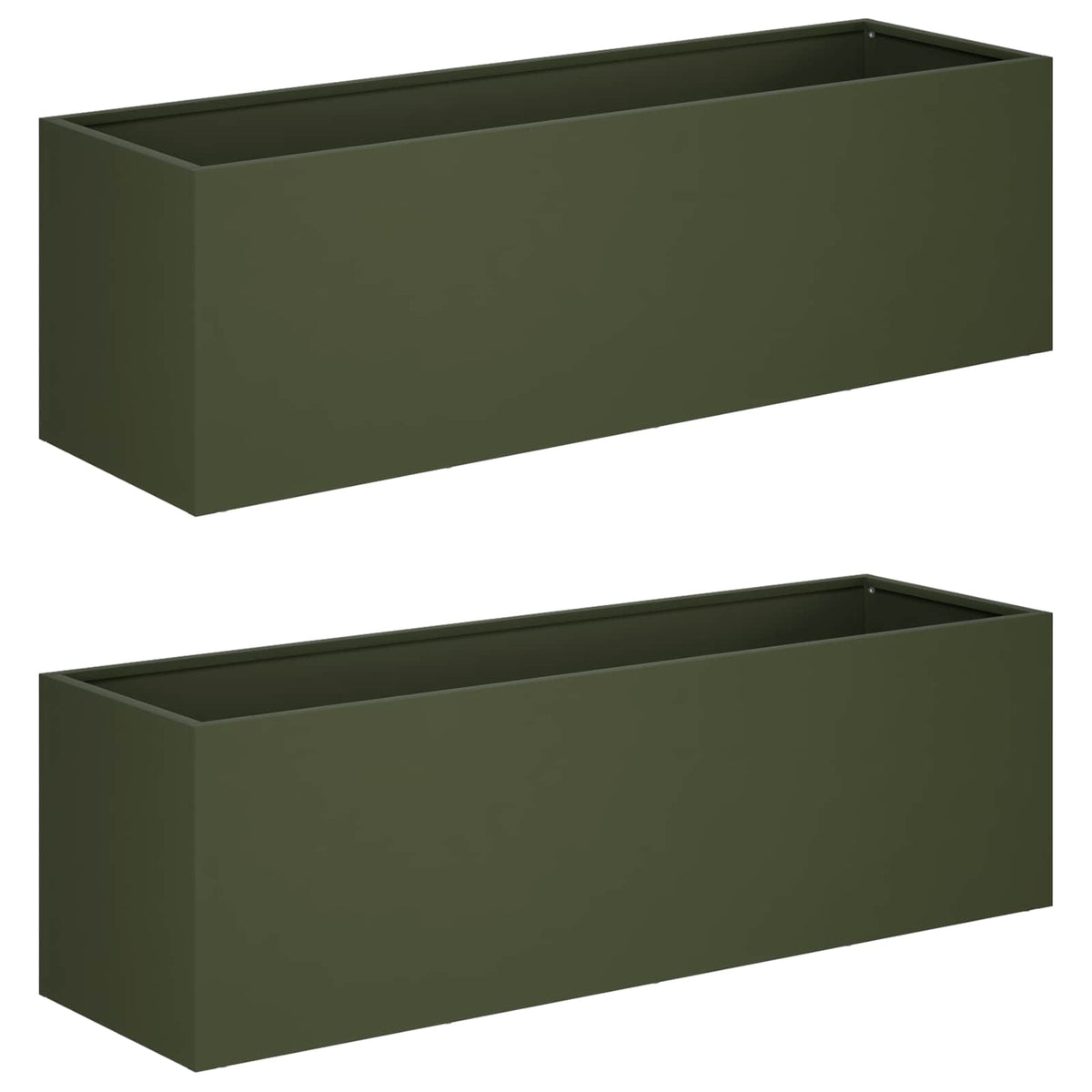 Plantenbak 2 st Olijfgroen 80 x 30 x 30 cm Koudgewalst staal