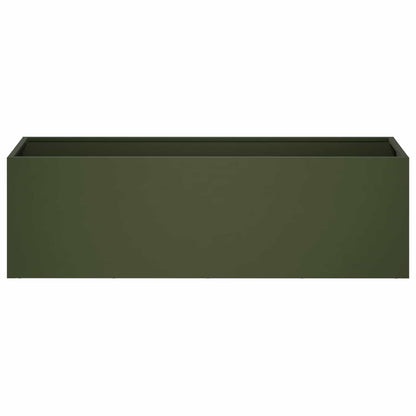 Plantenbak 2 st Olijfgroen 80 x 30 x 30 cm Koudgewalst staal