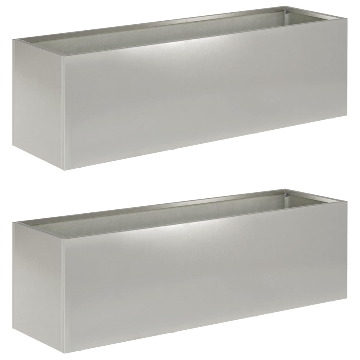Plantenbak 2 st zilver 80 x 30 x 30 cm Roestvrij staal