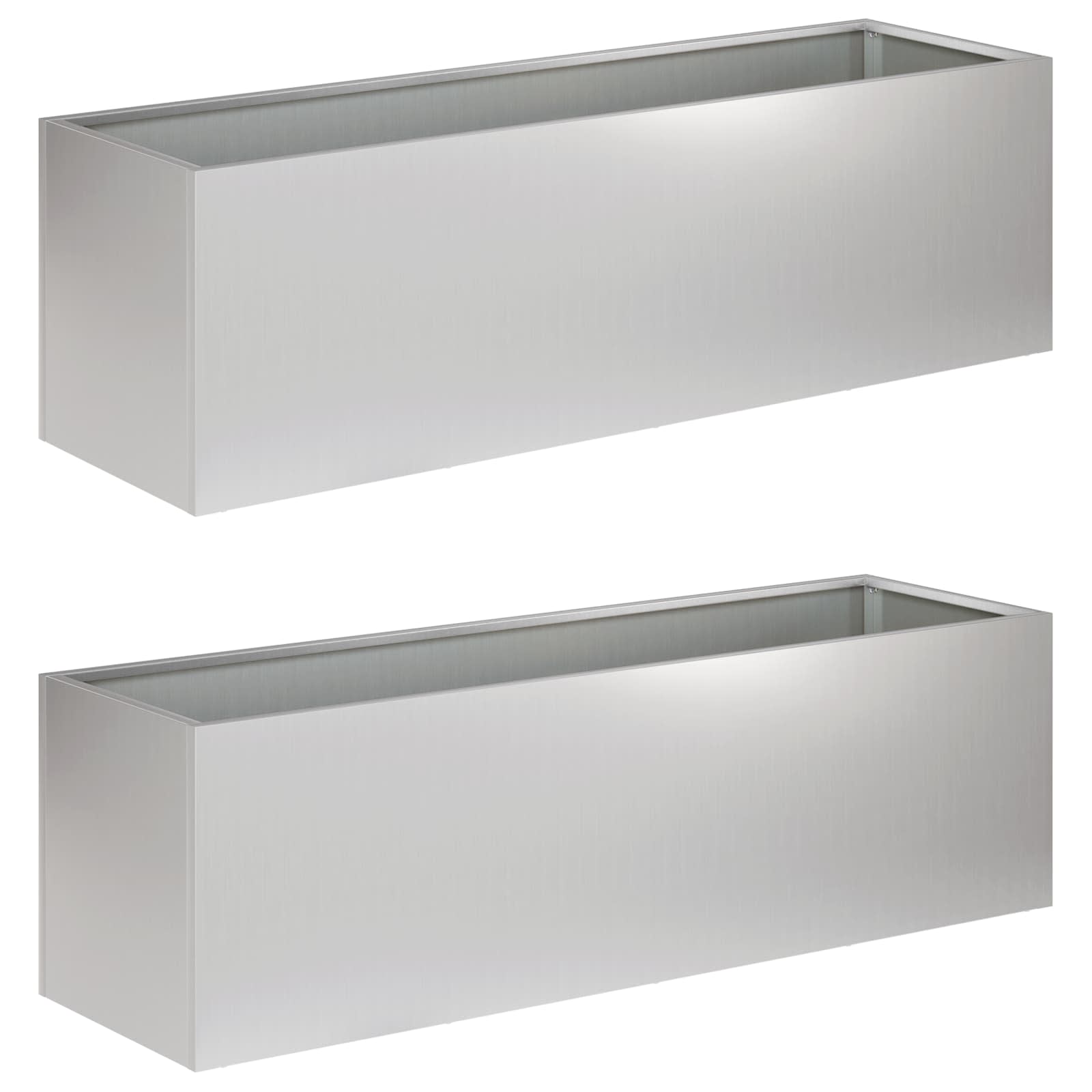 Plantenbak 2 st zilver 80 x 30 x 30 cm Gegalvaniseerd staal