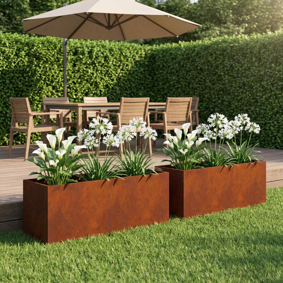 Plantenbak 2 st Roestkleurig 80 x 30 x 30 cm weervast staal