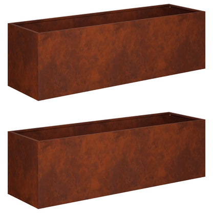 Plantenbak 2 st Roestkleurig 80 x 30 x 30 cm weervast staal
