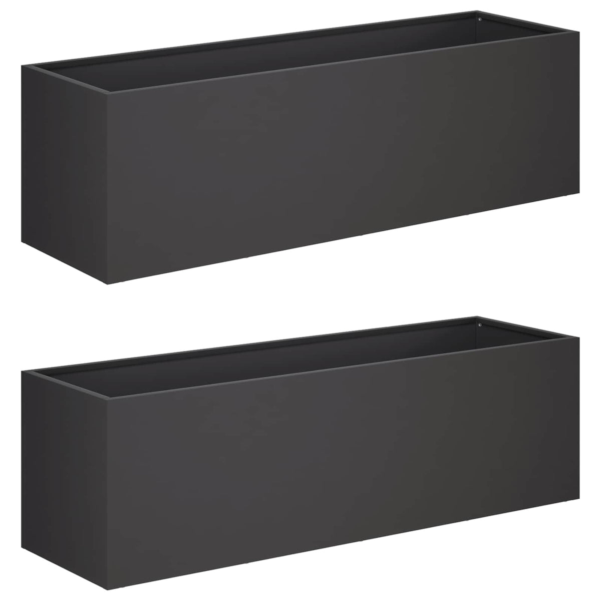 Plantenbak 2 st Zwart 100 x 30 x 30 cm Koudgewalst staal