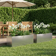 Plantenbak 2 st 100x30x30 cm zilver staal
