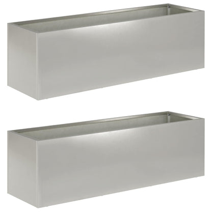 Plantenbak 2 st zilver 100 x 30 x 30 cm Roestvrij staal