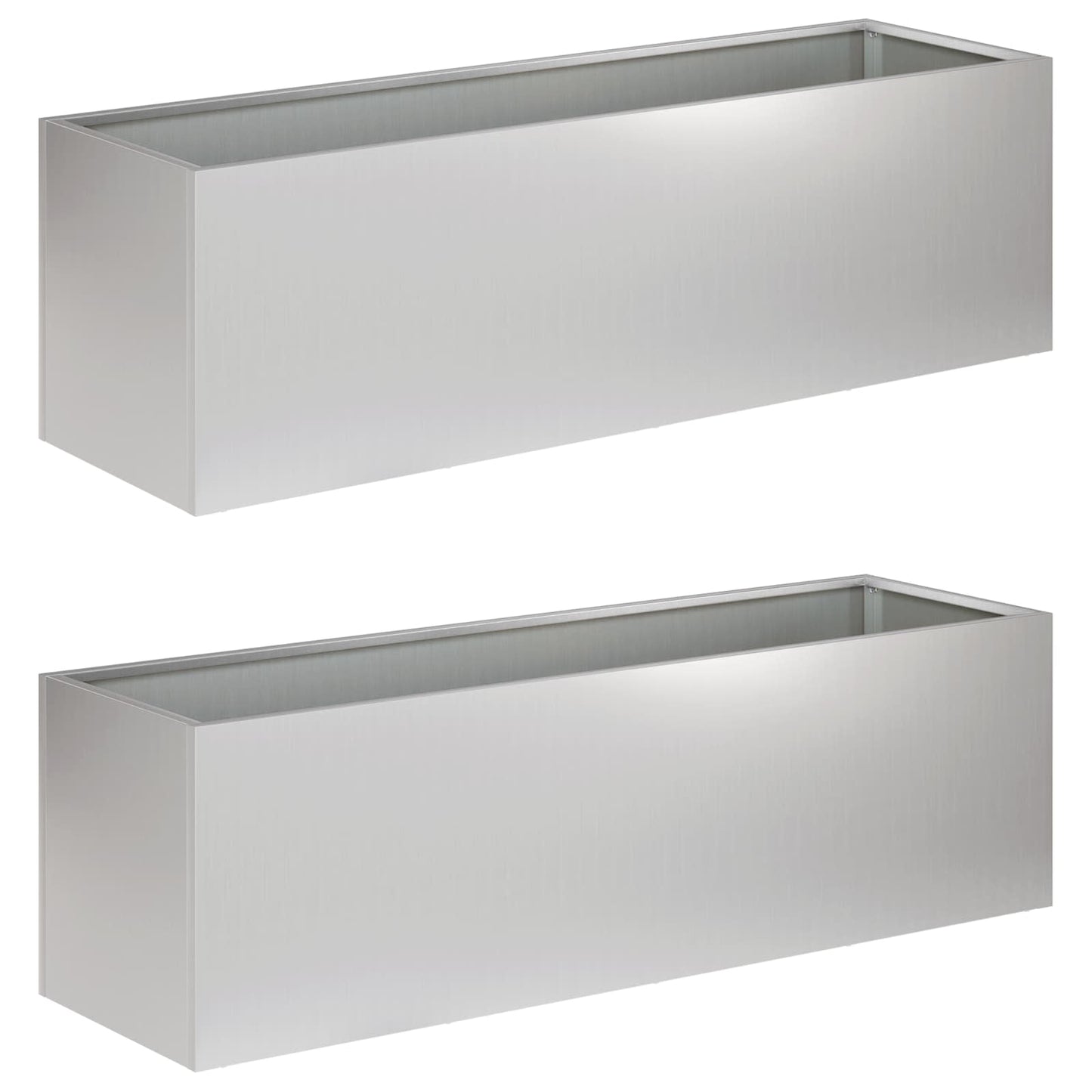 Plantenbak 2 st zilver 100 x 30 x 30 cm Gegalvaniseerd staal