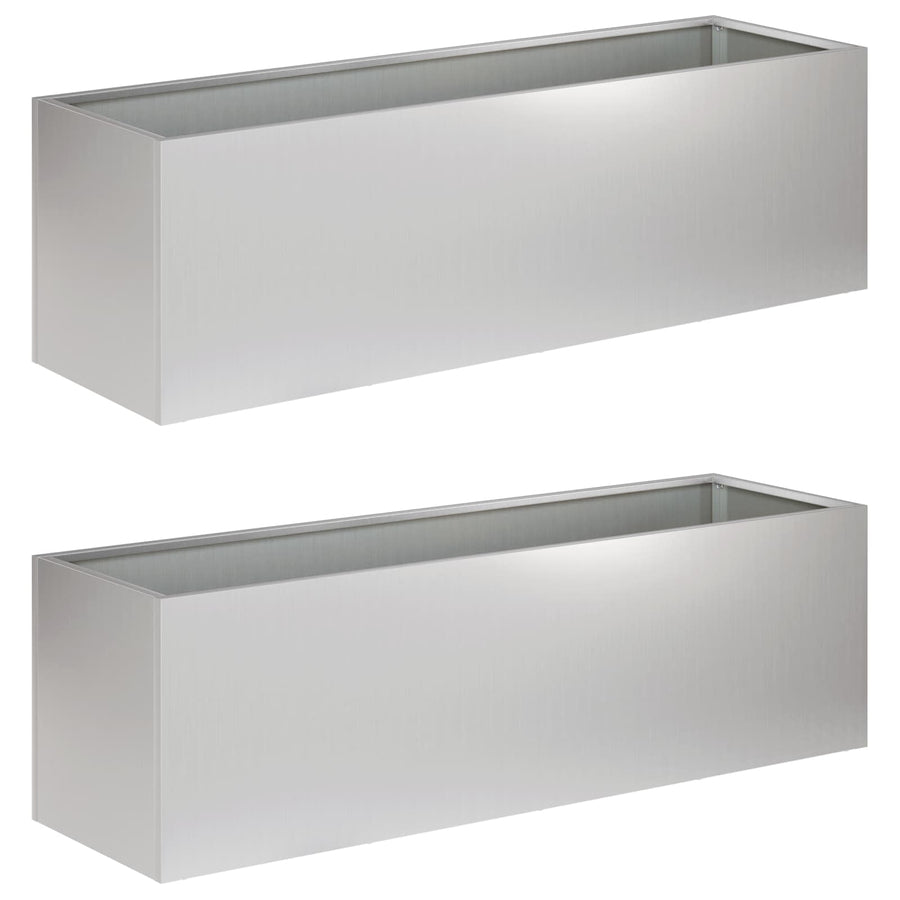 Plantenbak 2 st zilver 100 x 30 x 30 cm Gegalvaniseerd staal