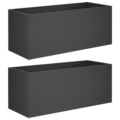 Plantenbak 2 st Zwart 80 x 40 x 40 cm Koudgewalst staal