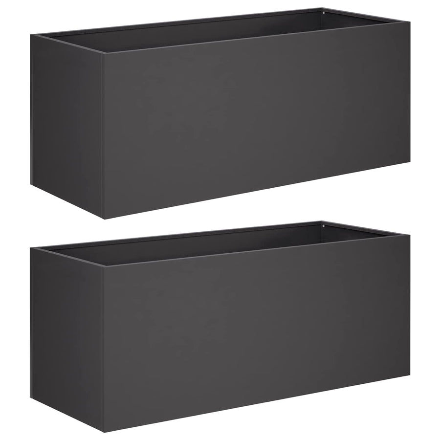 Plantenbak 2 st Zwart 80 x 40 x 40 cm Koudgewalst staal