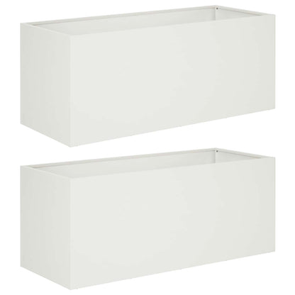 Plantenbak 2 st Wit 80 x 40 x 40 cm Koudgewalst staal