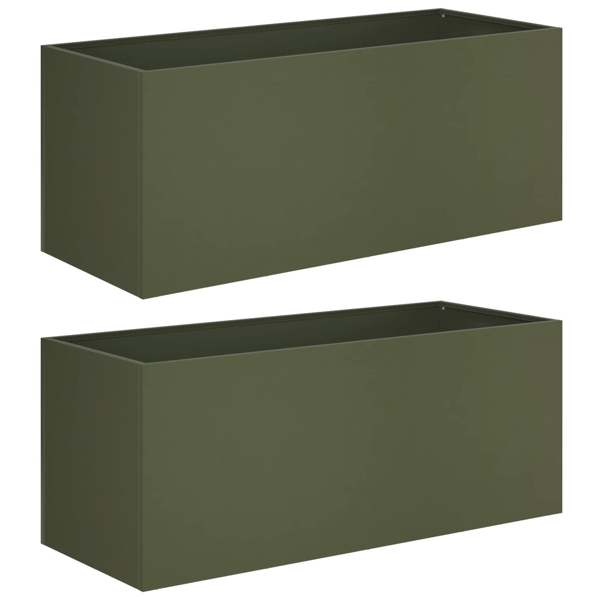 Plantenbak 2 st Olijfgroen 80 x 40 x 40 cm Koudgewalst staal