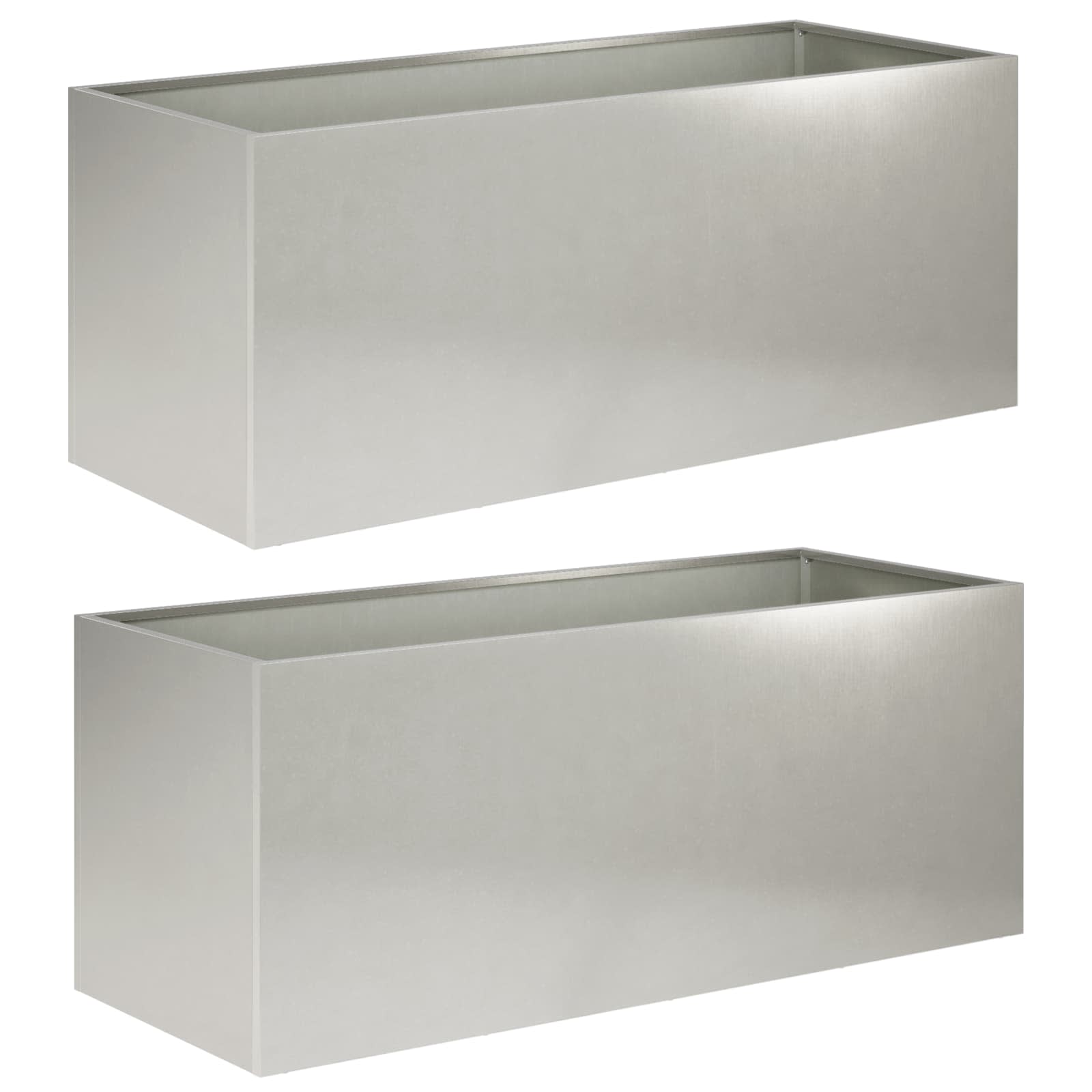 Plantenbak 2 st zilver 80 x 40 x 40 cm Roestvrij staal