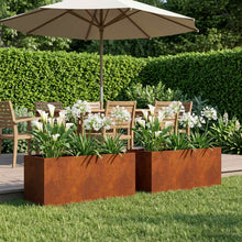 Plantenbak 2 st Roestkleurig 80 x 40 x 40 cm weervast staal