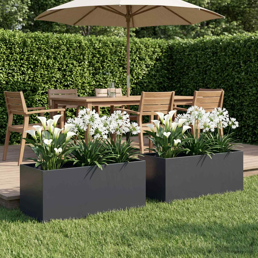 Plantenbak 2 st Antraciet 100 x 40 x 40 cm Koudgewalst staal