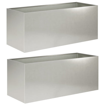 Plantenbak 2 st zilver 100 x 40 x 40 cm Roestvrij staal