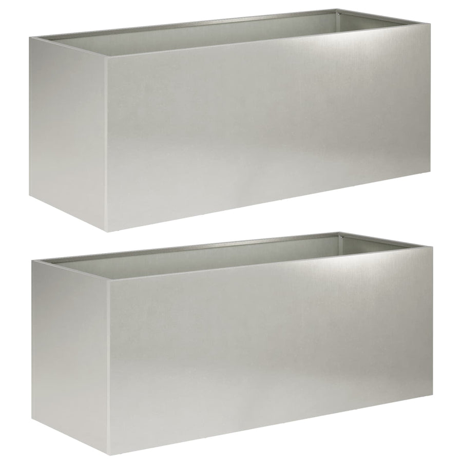 Plantenbak 2 st zilver 100 x 40 x 40 cm Roestvrij staal
