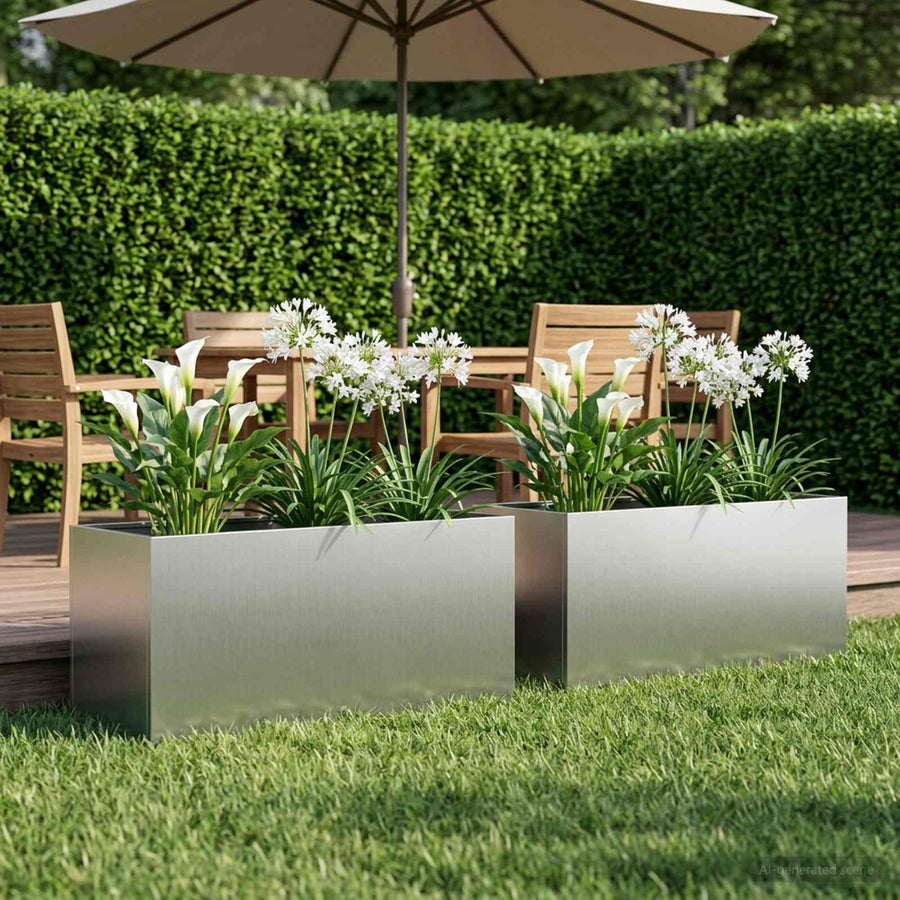 Plantenbak 2 st zilver 100 x 40 x 40 cm Gegalvaniseerd staal