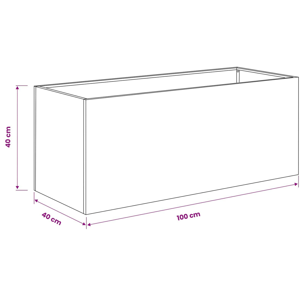 Plantenbak Roestkleurig 100 x 40 x 40 cm weervast staal