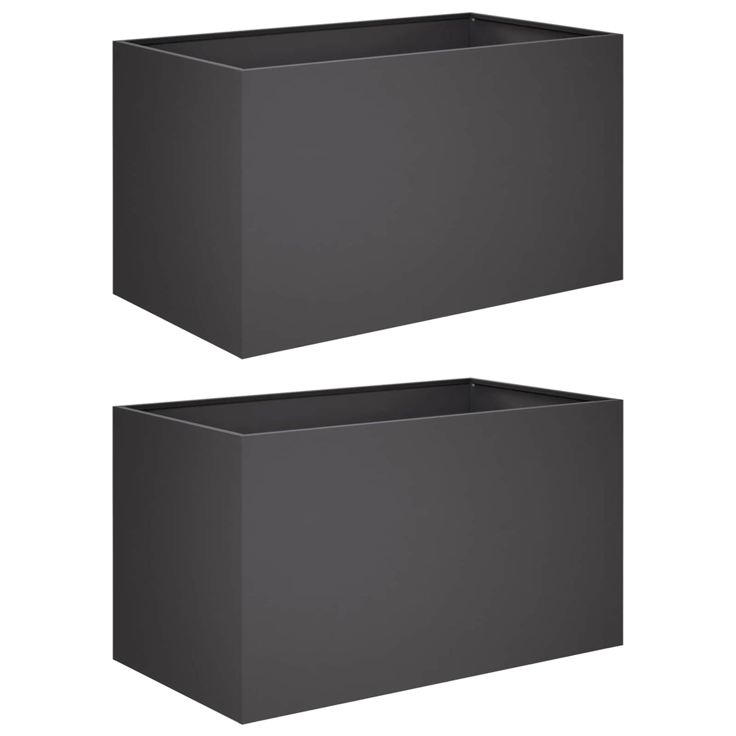 Plantenbak 2 st Zwart 80 x 50 x 50 cm Koudgewalst staal