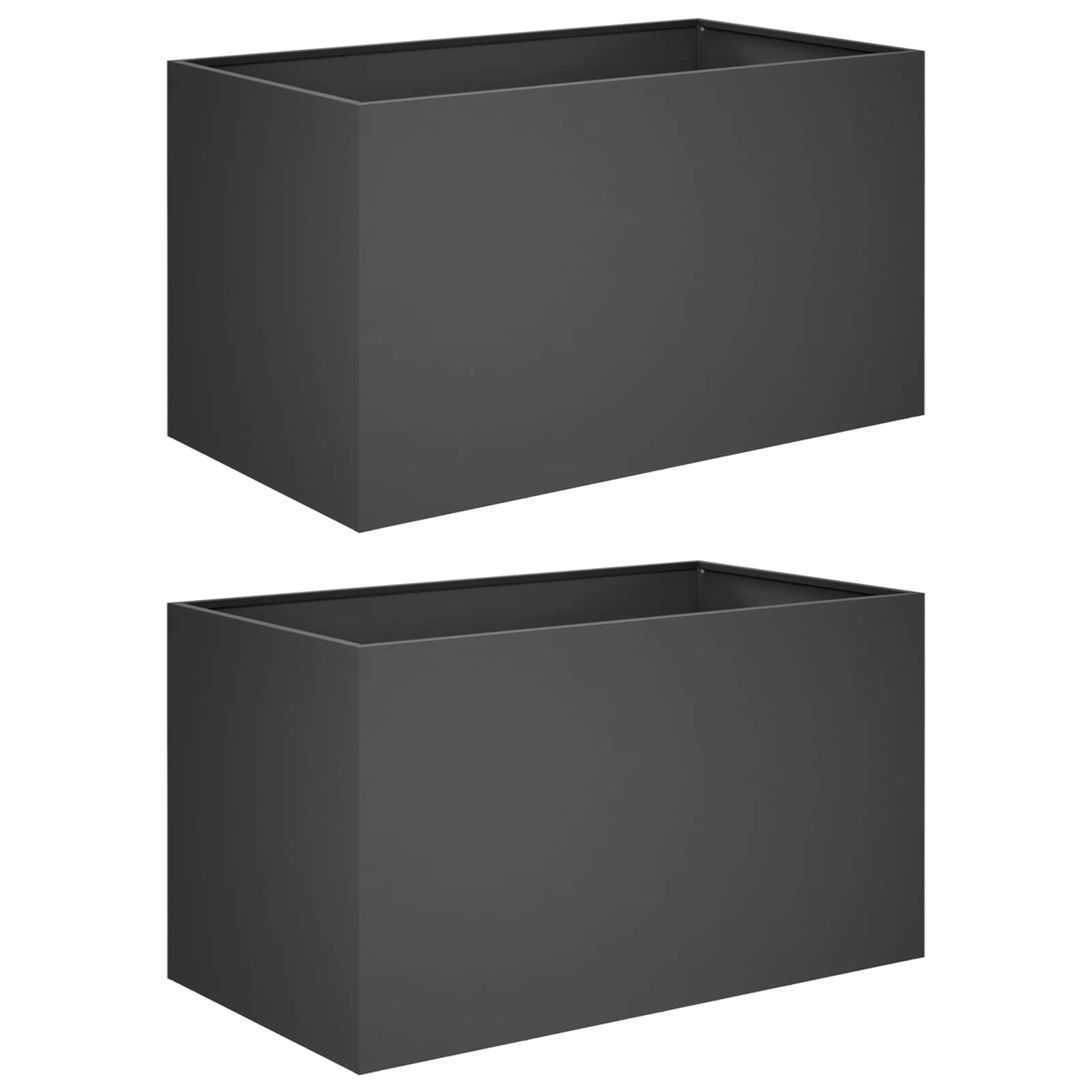 Plantenbak 2 st Zwart 80 x 50 x 50 cm Koudgewalst staal