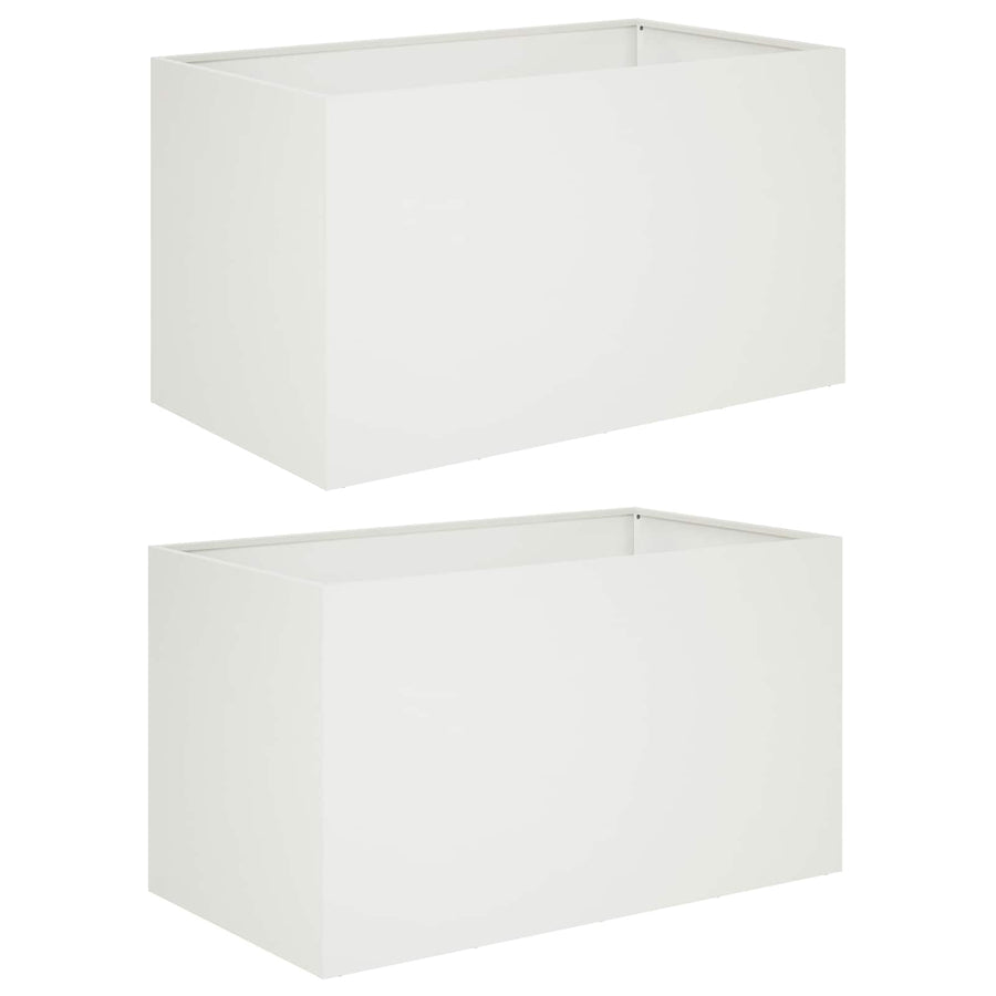 Plantenbak 2 st Wit 80 x 50 x 50 cm Koudgewalst staal