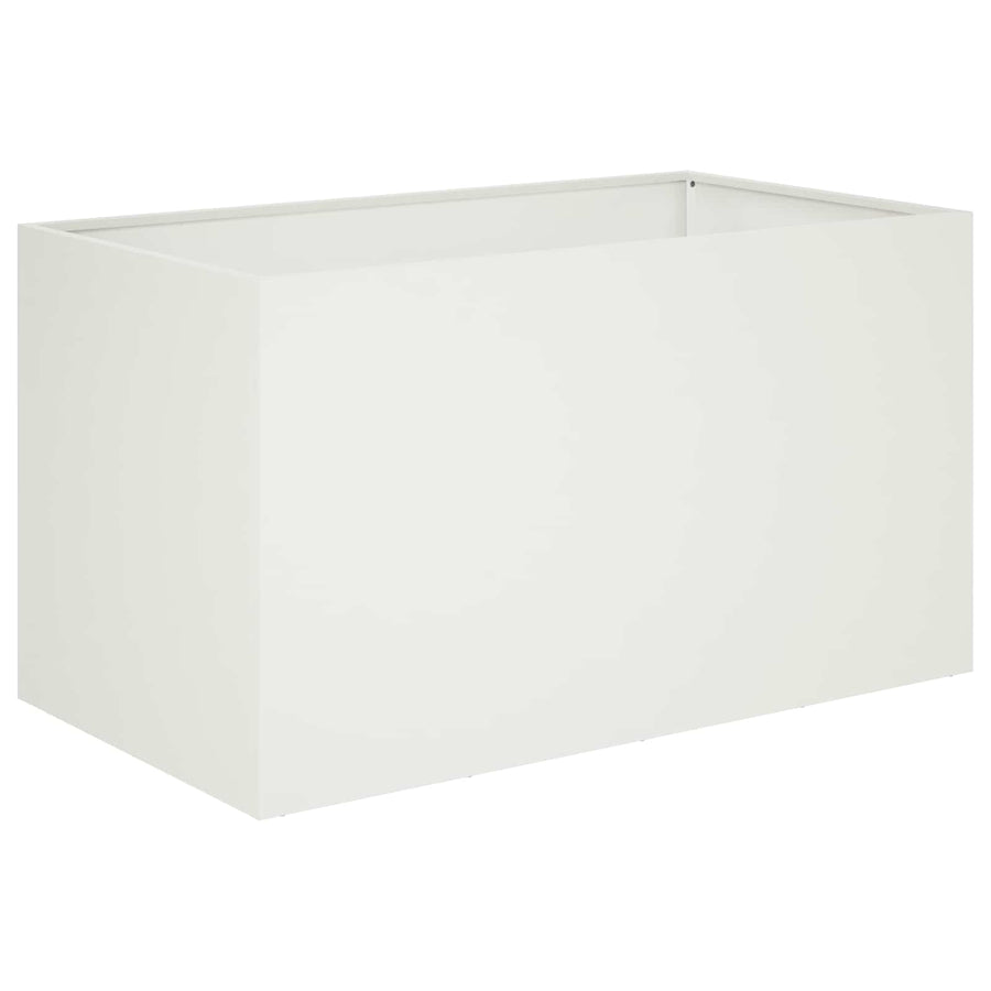 Plantenbak 2 st Wit 80 x 50 x 50 cm Koudgewalst staal