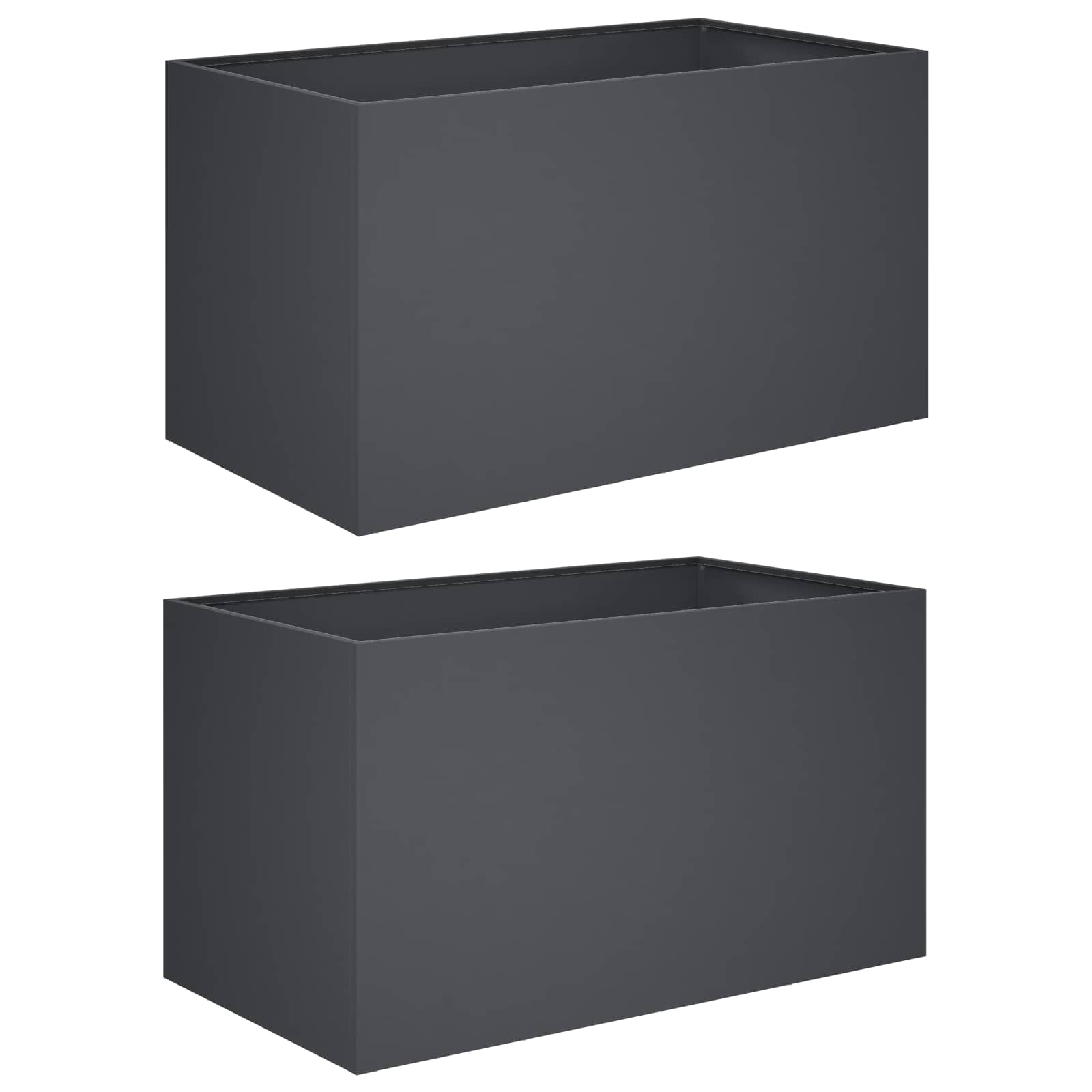 Plantenbak 2 st Antraciet 80 x 50 x 50 cm Koudgewalst staal
