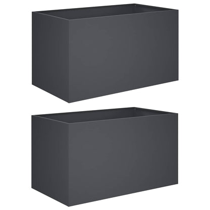 Plantenbak 2 st Antraciet 80 x 50 x 50 cm Koudgewalst staal