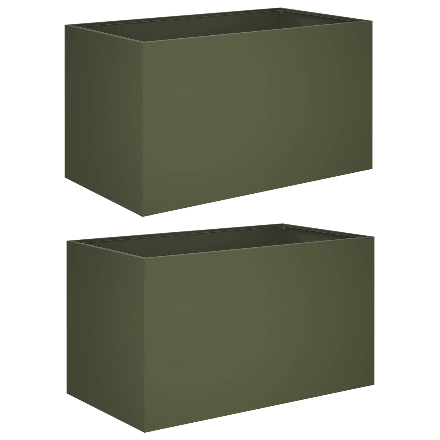 Plantenbak 2 st Olijfgroen 80 x 50 x 50 cm Koudgewalst staal