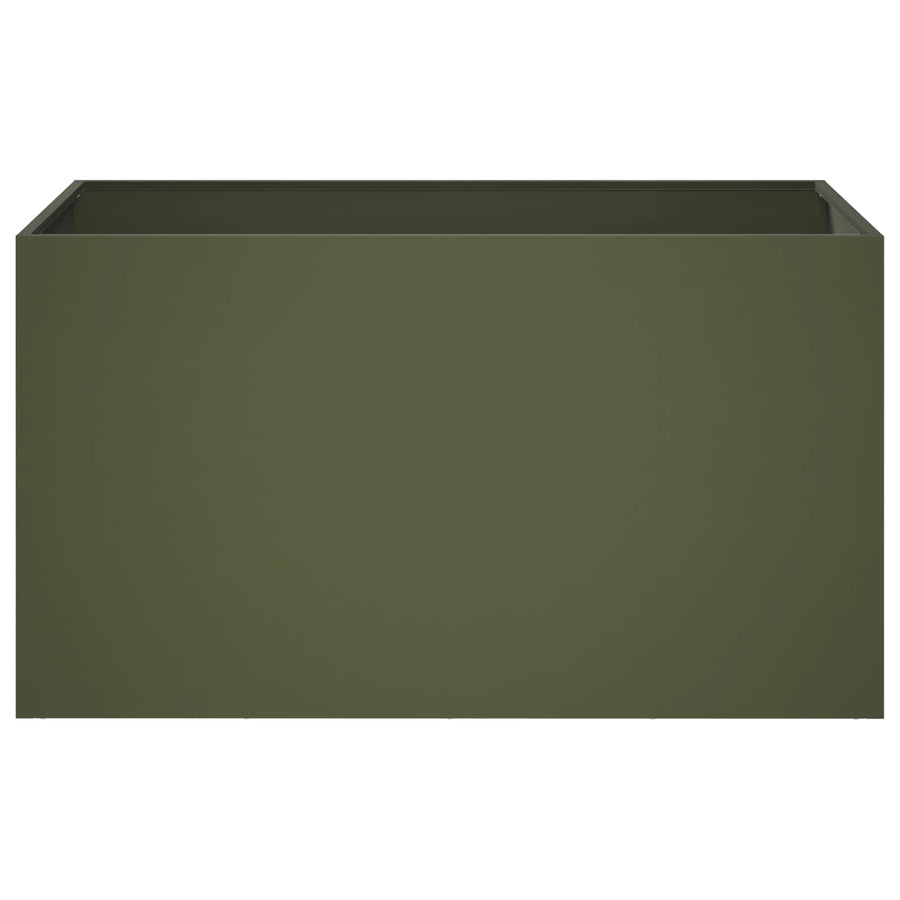 Plantenbak 2 st Olijfgroen 80 x 50 x 50 cm Koudgewalst staal