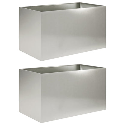 Plantenbak 2 st zilver 80 x 50 x 50 cm Roestvrij staal