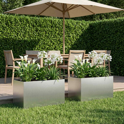 Plantenbak 2 st zilver 80 x 50 x 50 cm Gegalvaniseerd staal