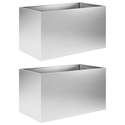 Plantenbak 2 st zilver 80 x 50 x 50 cm Gegalvaniseerd staal