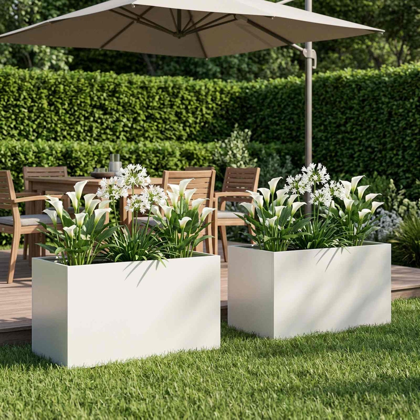 Plantenbak 2 st Wit 100 x 50 x 50 cm Koudgewalst staal