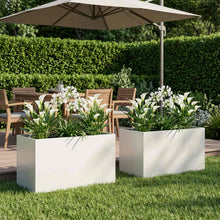 Plantenbak 2 st Wit 100 x 50 x 50 cm Koudgewalst staal