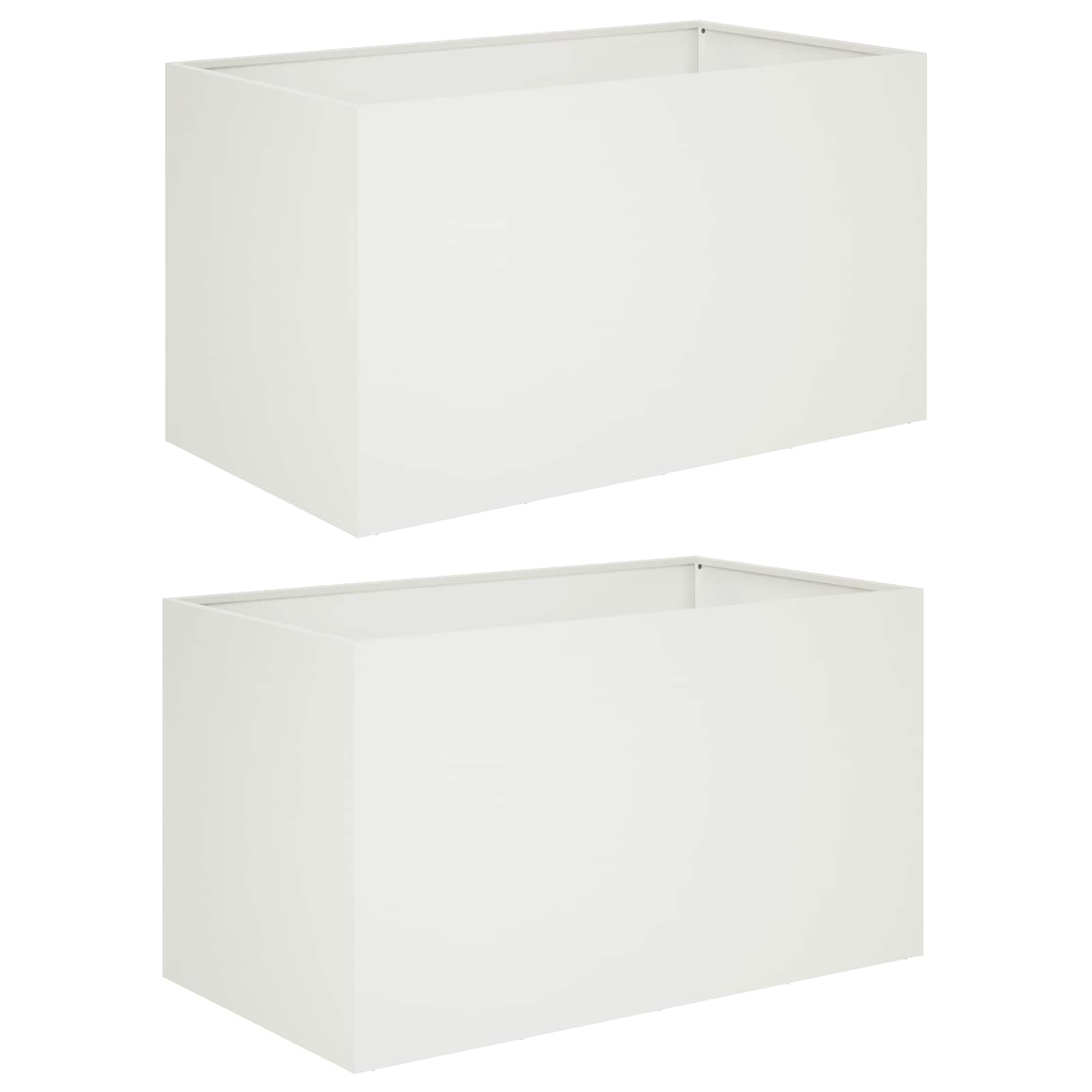 Plantenbak 2 st Wit 100 x 50 x 50 cm Koudgewalst staal