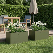 Plantenbak 2 st Olijfgroen 100 x 50 x 50 cm Koudgewalst staal