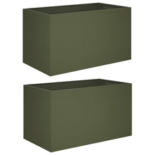 Plantenbak 2 st Olijfgroen 100 x 50 x 50 cm Koudgewalst staal
