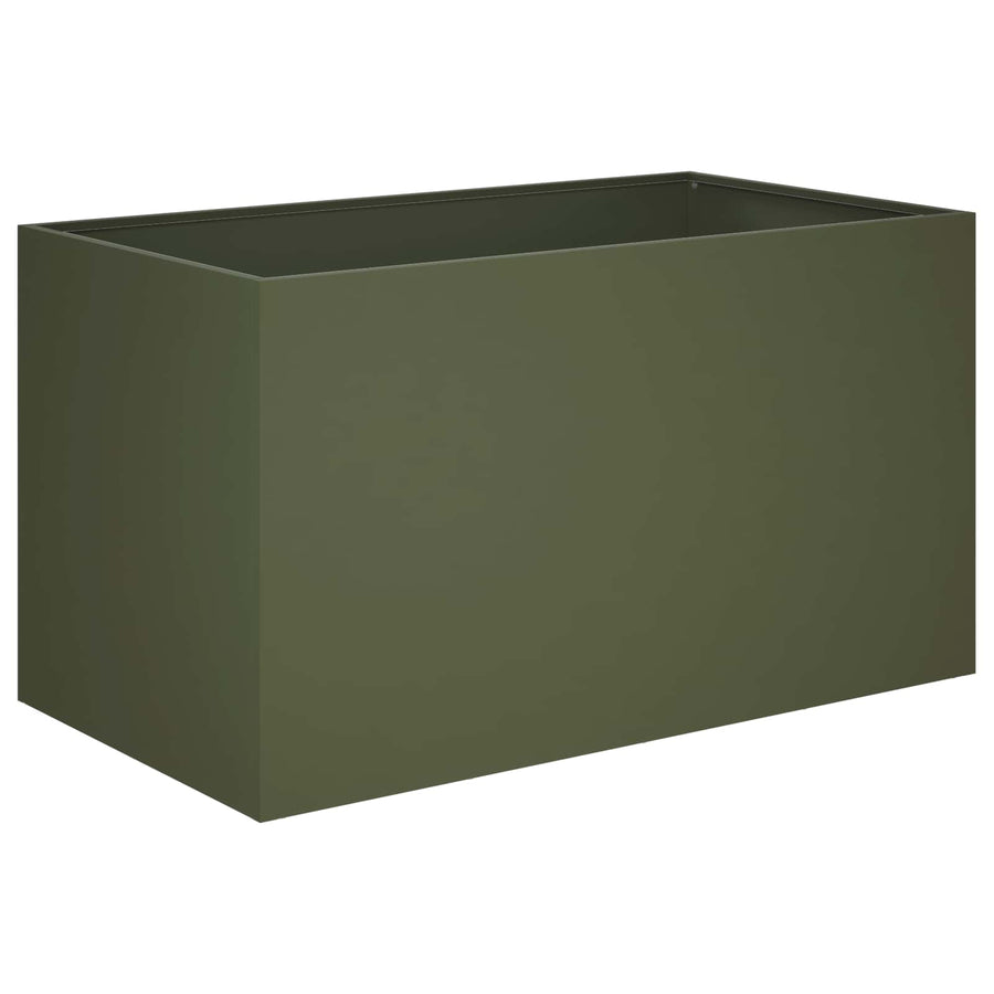 Plantenbak 2 st Olijfgroen 100 x 50 x 50 cm Koudgewalst staal
