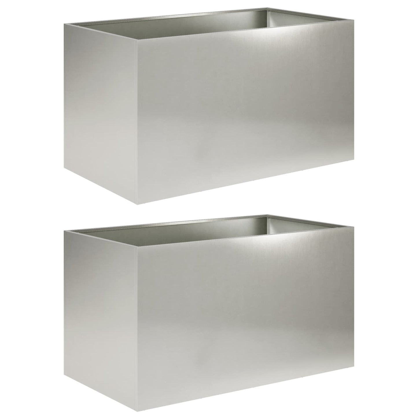 Plantenbak 2 st zilver 100 x 50 x 50 cm Roestvrij staal