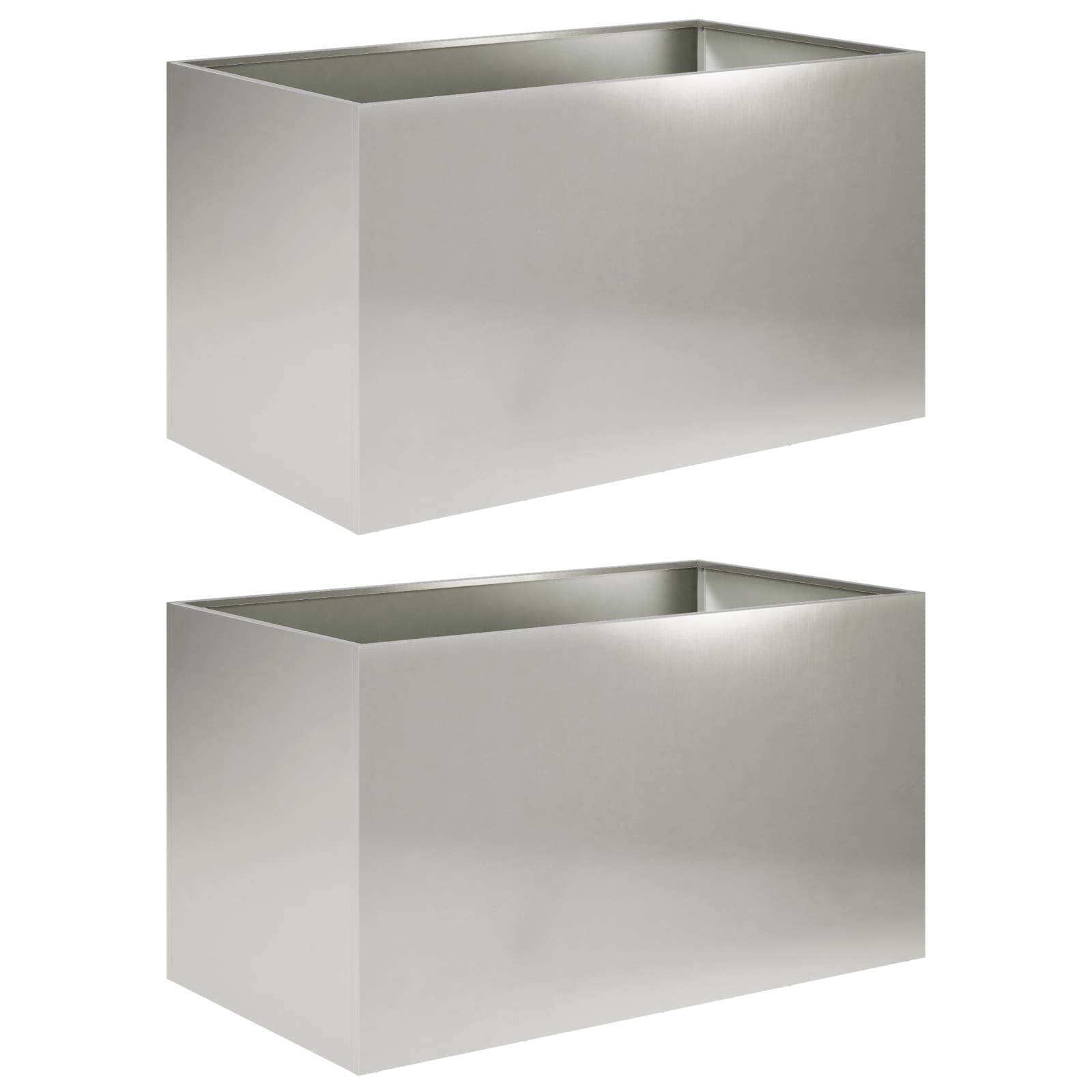 Plantenbak 2 st zilver 100 x 50 x 50 cm Roestvrij staal