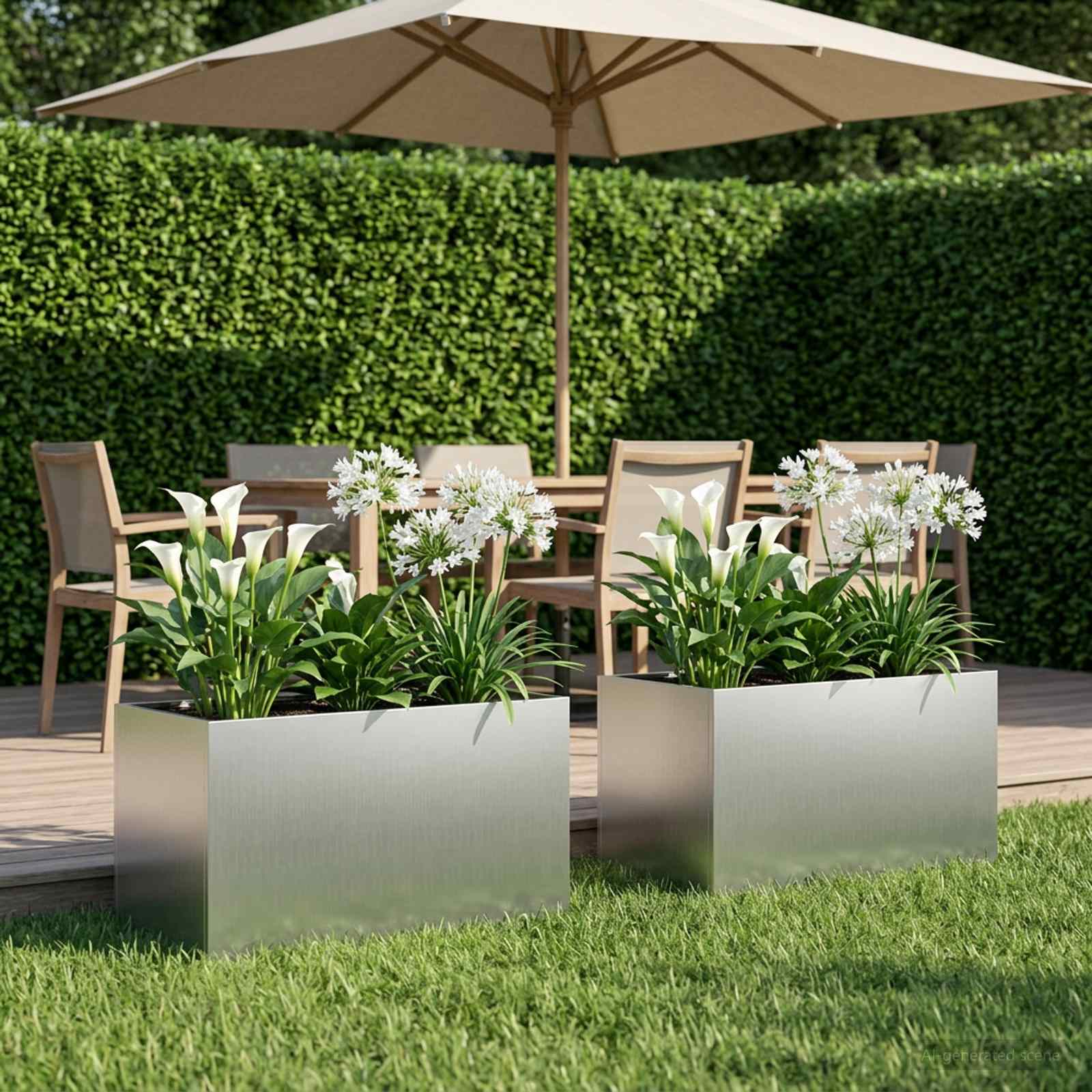 Plantenbak 2 st zilver 100 x 50 x 50 cm Gegalvaniseerd staal