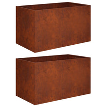 Plantenbak 2 st Roestkleurig 100 x 50 x 50 cm weervast staal