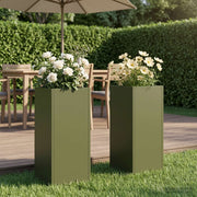 Plantenbak koudgewalst staal 20x20x40 cm olijfgroen