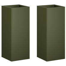 Plantenbak 2 st Olijfgroen 20 x 20 x 40 cm Koudgewalst staal