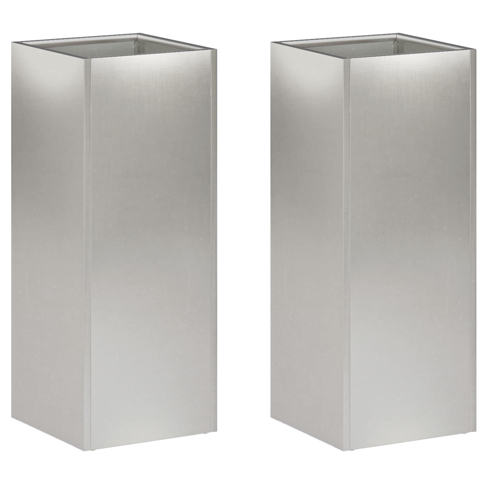 Plantenbak 2 st zilver 20 x 20 x 40 cm Roestvrij staal