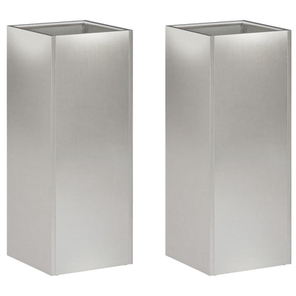 Plantenbak 2 st zilver 20 x 20 x 40 cm Roestvrij staal