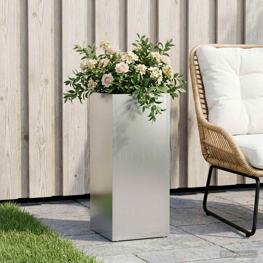 Plantenbak zilver 20 x 20 x 40 cm Gegalvaniseerd staal