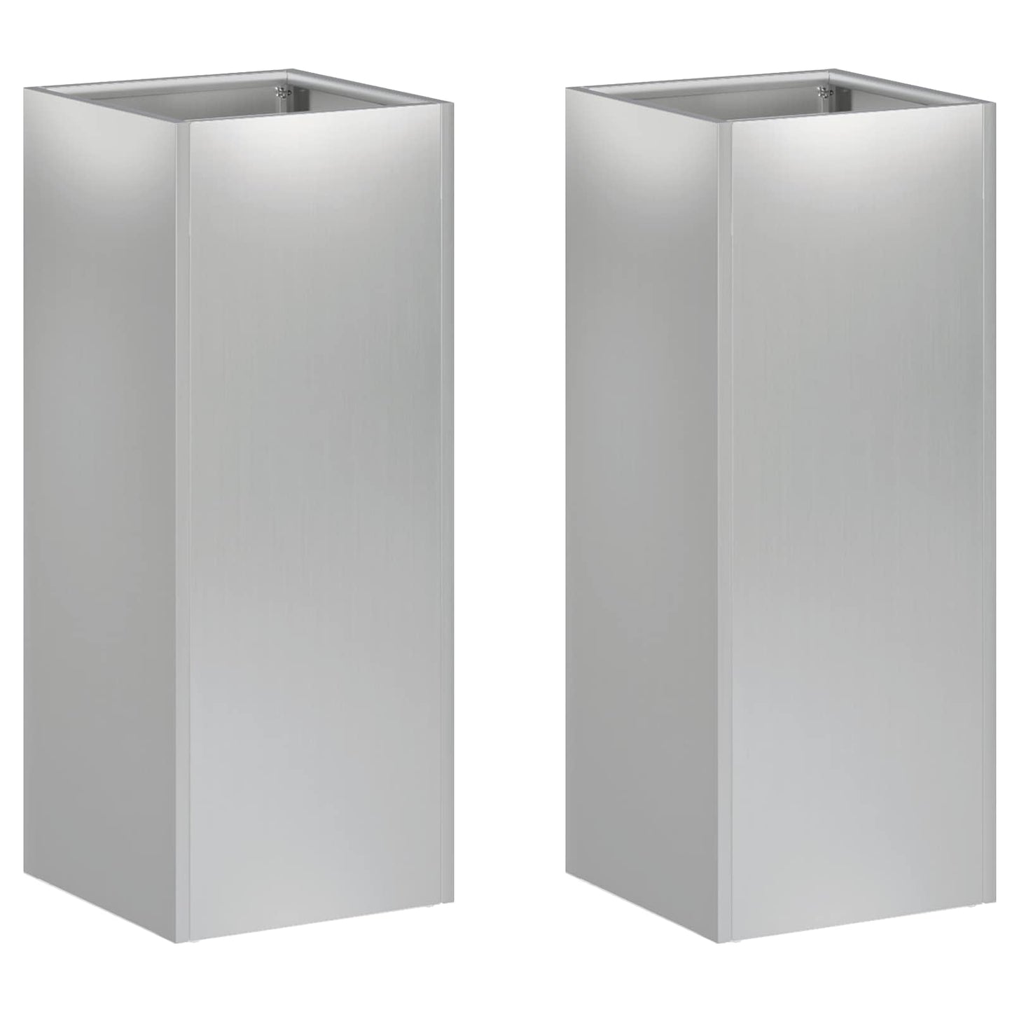 Plantenbak 2 st zilver 20 x 20 x 40 cm Gegalvaniseerd staal