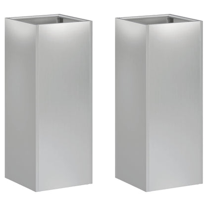 Plantenbak 2 st zilver 20 x 20 x 40 cm Gegalvaniseerd staal